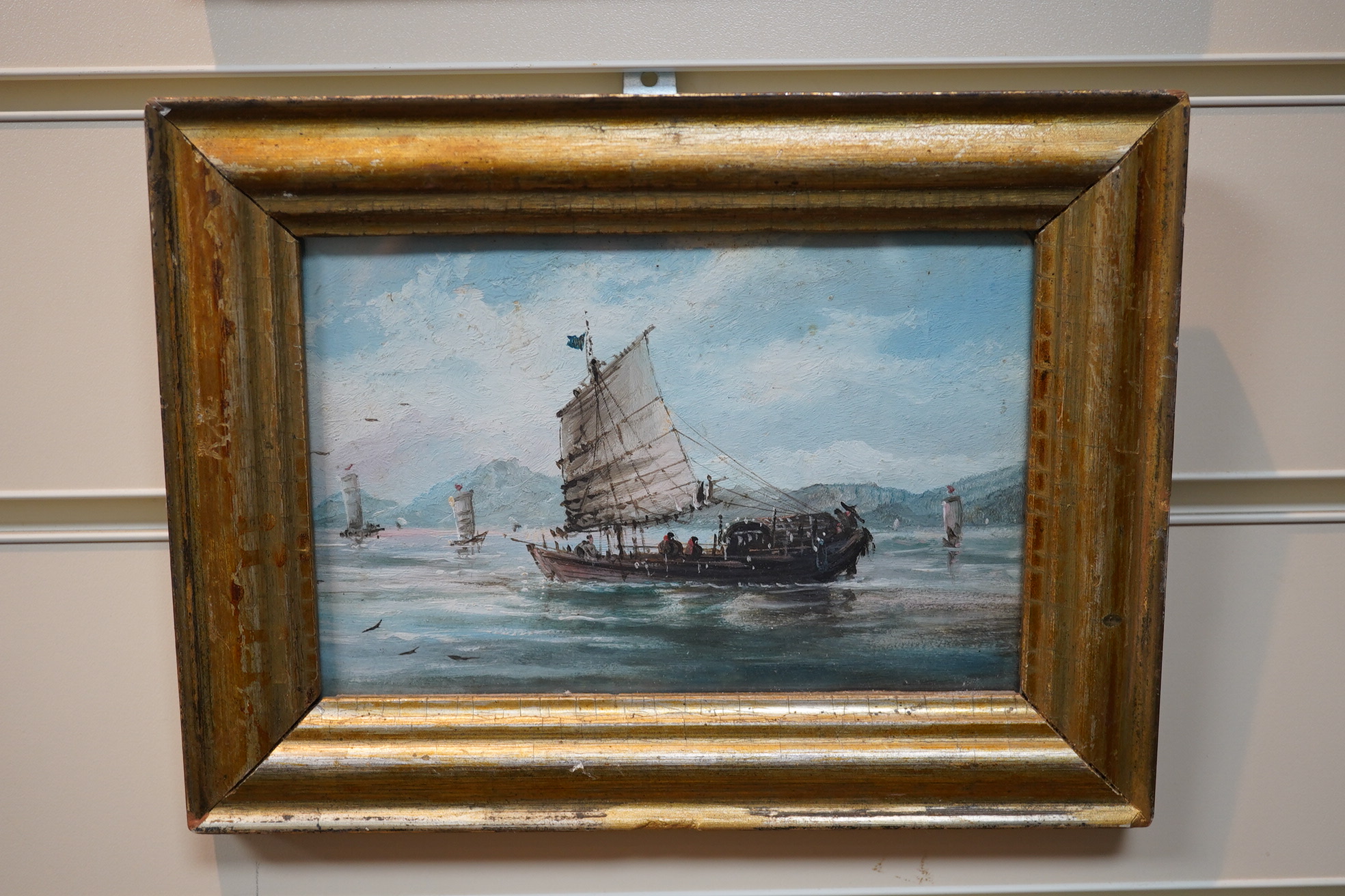 Chinese school, late 19th century, a set of four oils on board, shipping in Chinese harbours